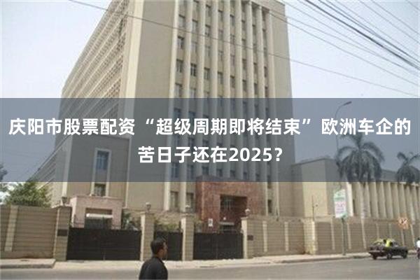 庆阳市股票配资 “超级周期即将结束” 欧洲车企的苦日子还在2025？