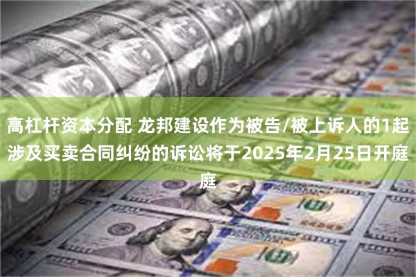 高杠杆资本分配 龙邦建设作为被告/被上诉人的1起涉及买卖合同纠纷的诉讼将于2025年2月25日开庭